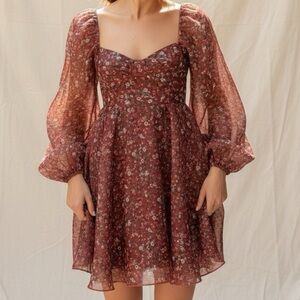 NEW SELKIE Princess Organza Mini Dress, Crimson Darling, XS